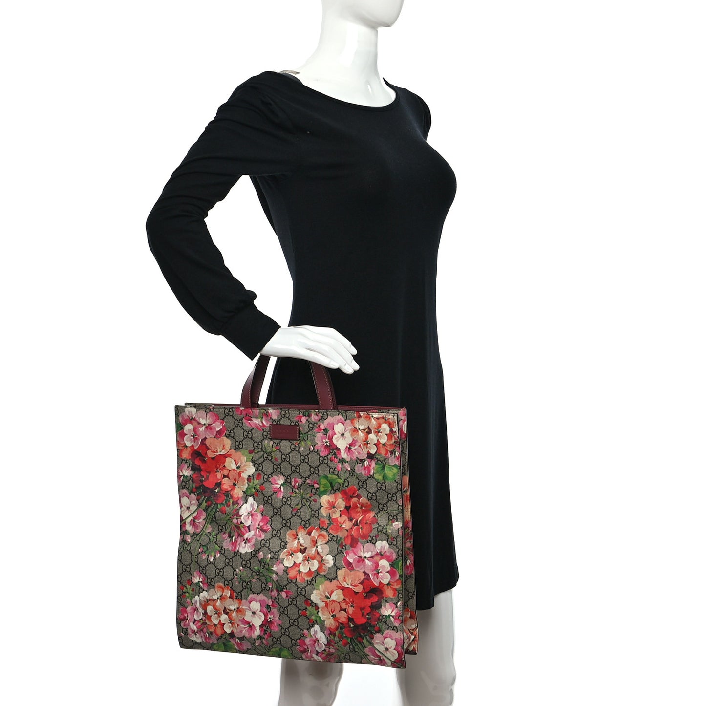 Soft GG Supreme Monogram Blooms Vertical Tote Beige Multicolor Dry Rose