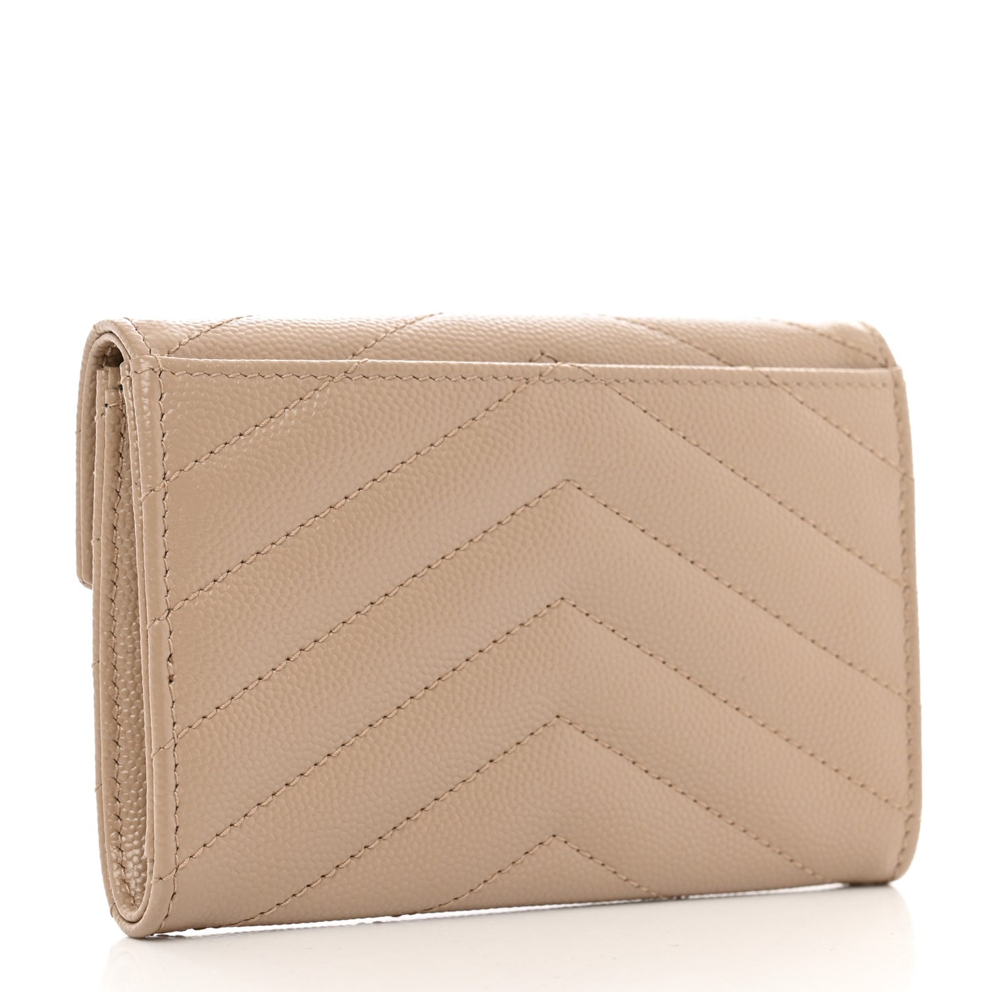 Grain De Poudre Matelasse Chevron Small Monogram Envelope Wallet Nude Powder