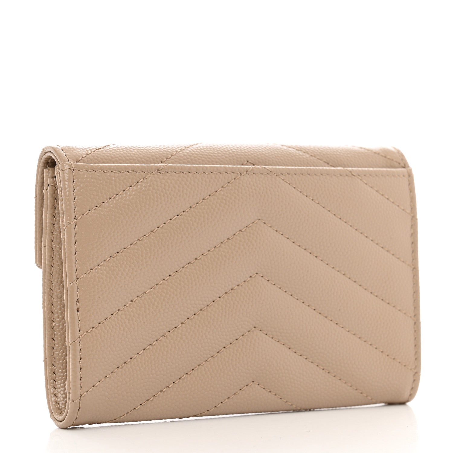 Saint Laurent Grain De Poudre Matelasse Chevron Small Monogram Envelope Wallet Nude Powder 3 of 8