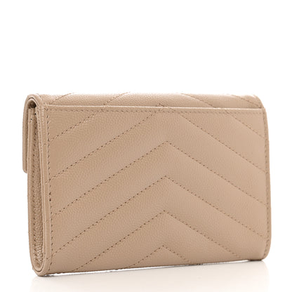 Saint Laurent Grain De Poudre Matelasse Chevron Small Monogram Envelope Wallet Nude Powder 3 of 8