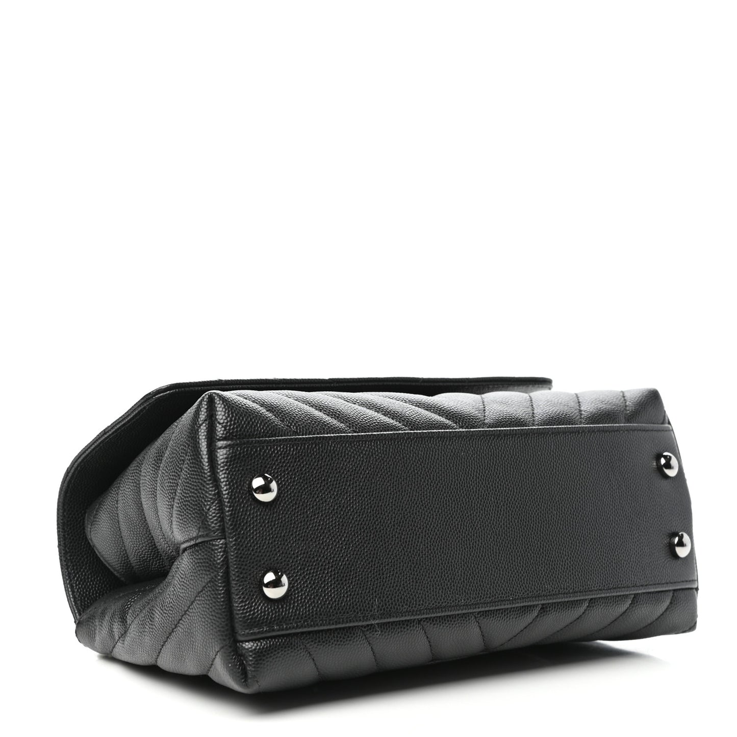 Caviar Chevron Quilted Mini Coco Handle Flap Black