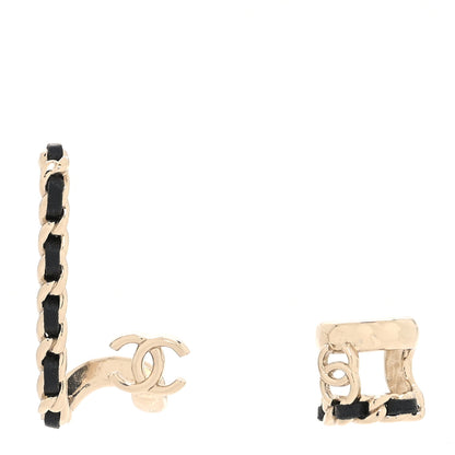 Chanel Metal Lambskin Chain CC Cuff Earrings Gold 1 of 4