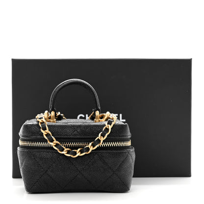 Chanel Caviar Quilted Mini Top Handle Vanity With Chain Black 11 of 11