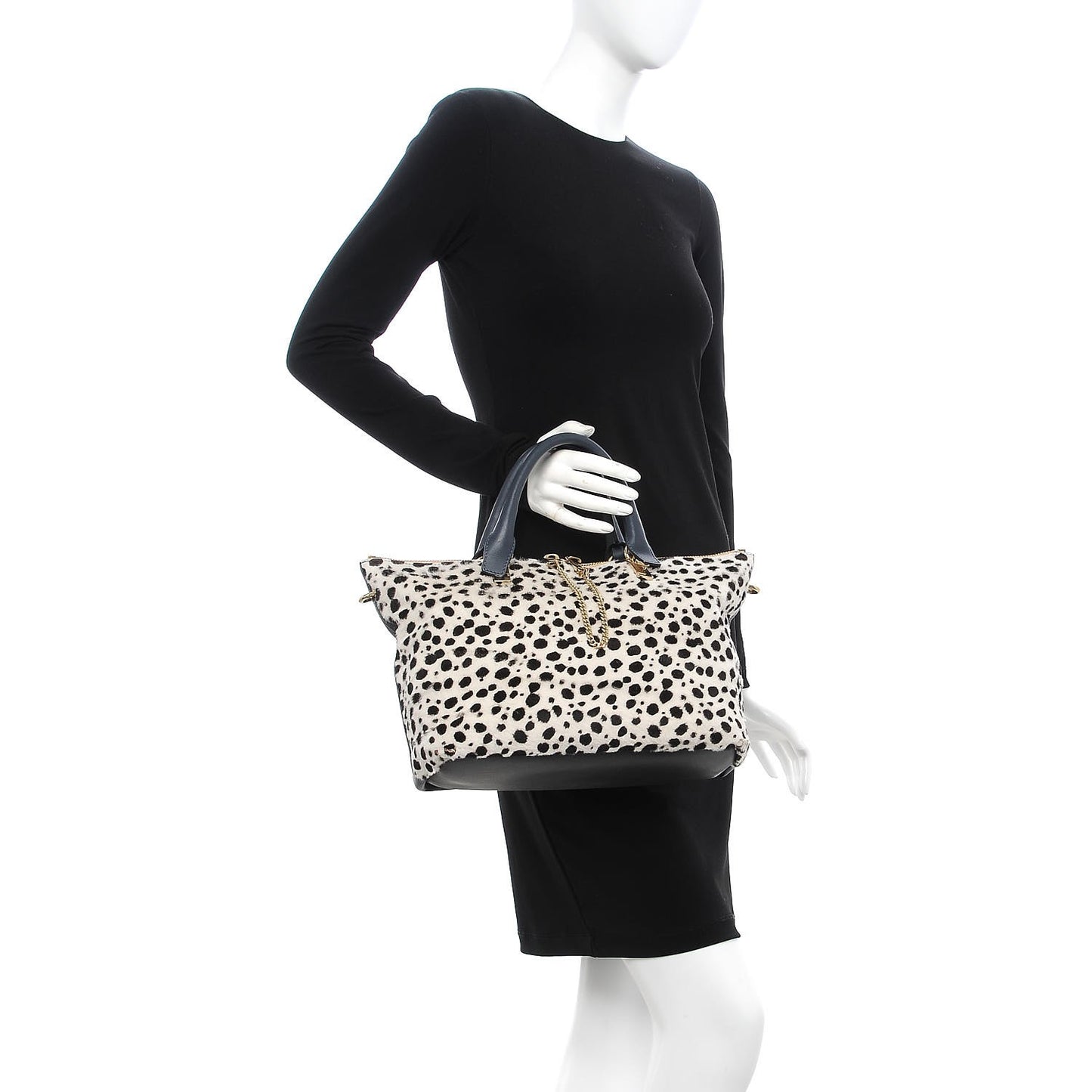 Calf Hair Medium Baylee Tote White Black
