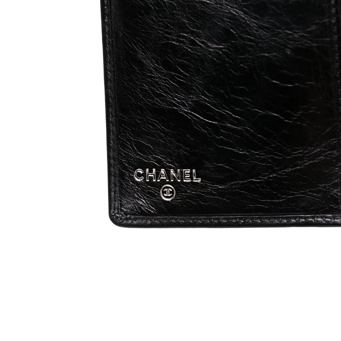 Aged Calfskin Quilted Cambon Yen Wallet Black