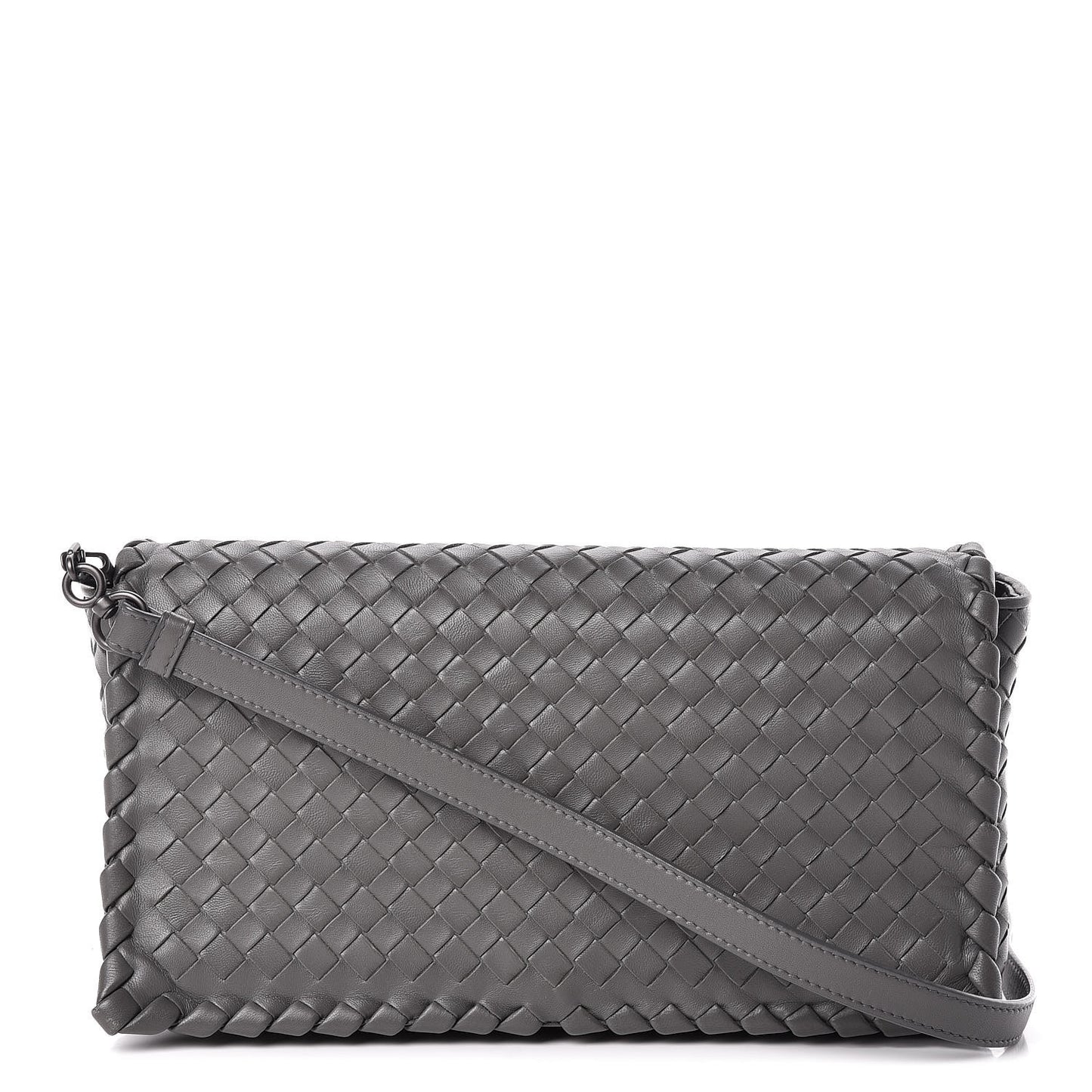 Nappa Intrecciato Dahlia Clutch Crossbody Light Grey