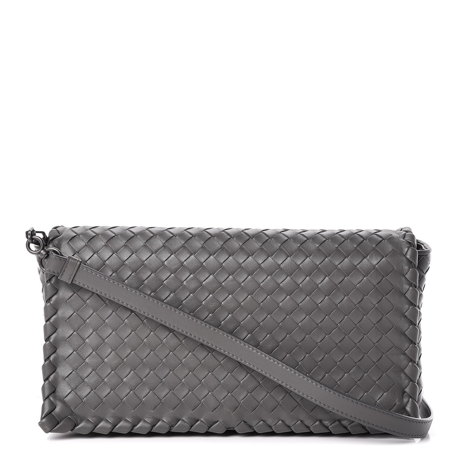Bottega Veneta Nappa Intrecciato Dahlia Clutch Crossbody Light Grey 1 of 14