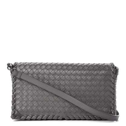 Bottega Veneta Nappa Intrecciato Dahlia Clutch Crossbody Light Grey 1 of 14