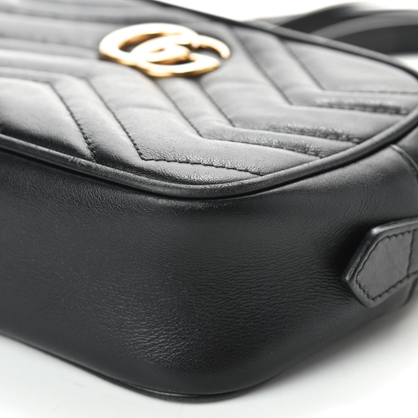 Calfskin Matelasse Mini GG Marmont Chain Shoulder Bag Black