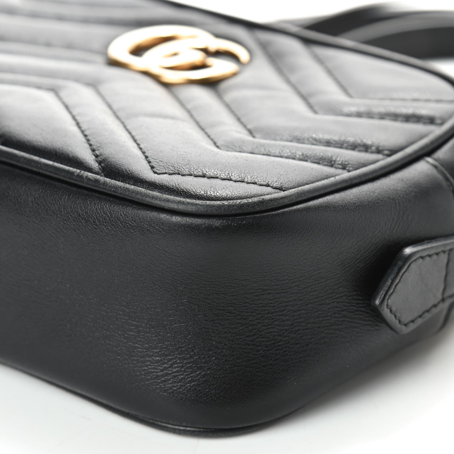 Gucci Calfskin Matelasse Mini GG Marmont Chain Shoulder Bag Black 8 of 11