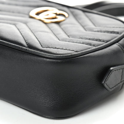 Gucci Calfskin Matelasse Mini GG Marmont Chain Shoulder Bag Black 8 of 11
