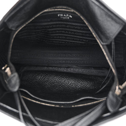 Prada Vitello Phenix Logo Hobo Black 5 of 11