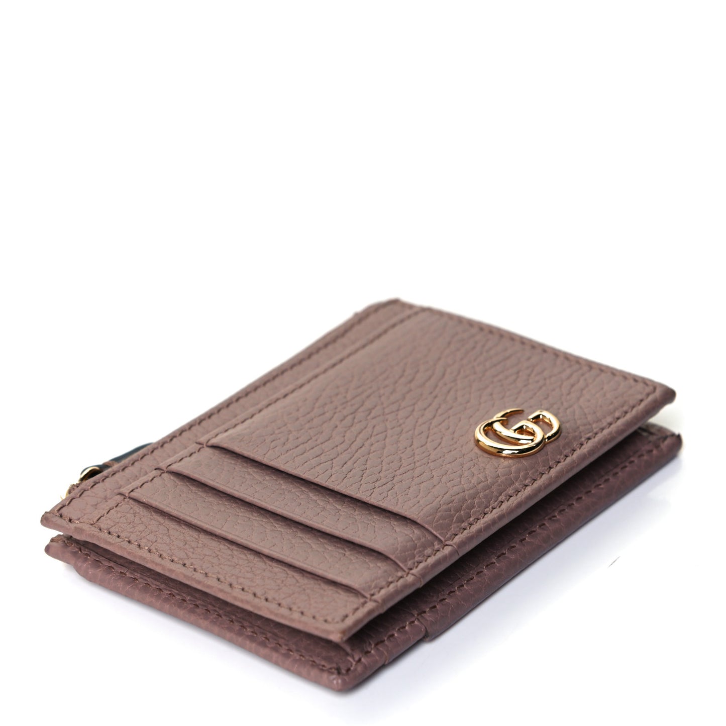 Dollar Calfskin GG Marmont Coin Case Card Holder Porcelain Rose