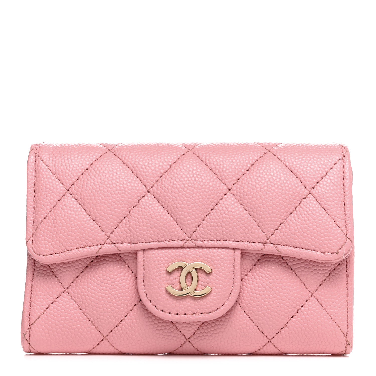 Chanel Caviar Quilted Flap Card Holder Wallet Light Pink 1 of 9
