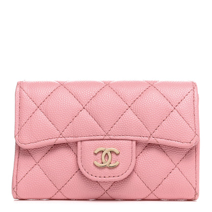 Chanel Caviar Quilted Flap Card Holder Wallet Light Pink 1 of 9