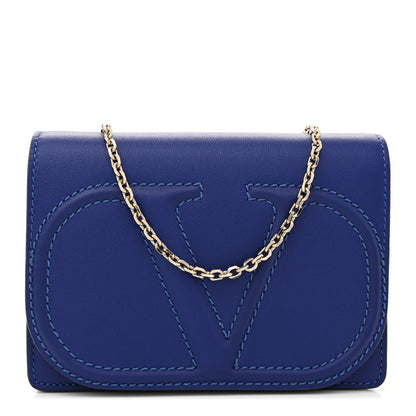 Valentino Garavani Calfskin VLogo Crossbody Blue 1 of 11