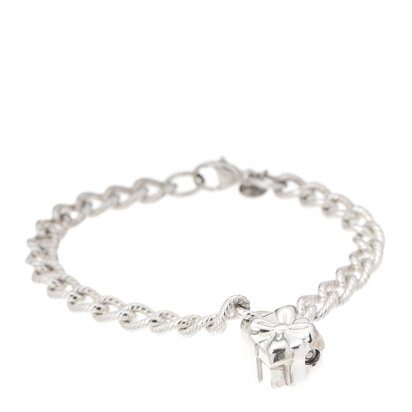 Sterling Silver Gift Box Charm Link Bracelet
