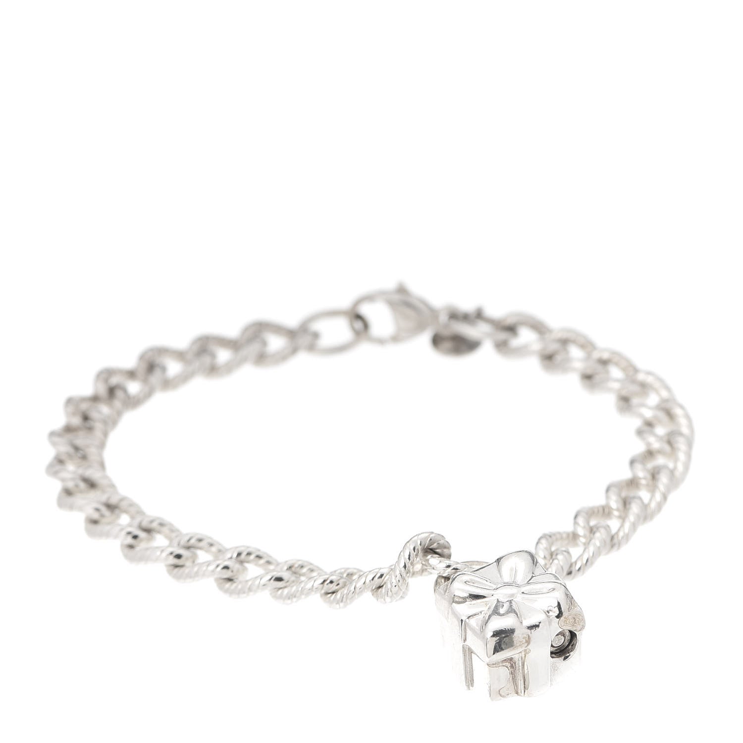 Tiffany Sterling Silver Gift Box Charm Link Bracelet 1 of 6