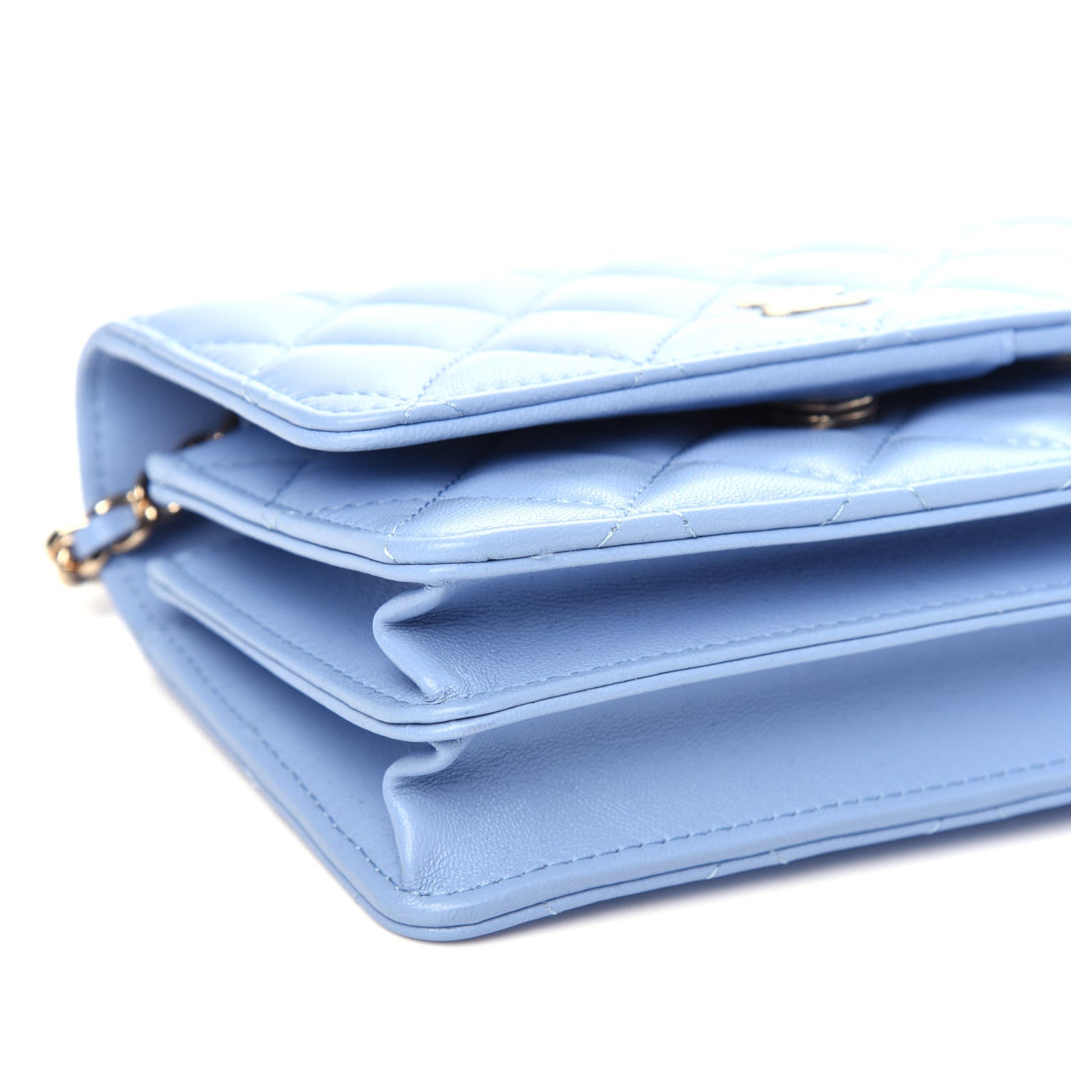 Chanel Lambskin Quilted Mini Wallet On Chain WOC Light Blue 8 of 10