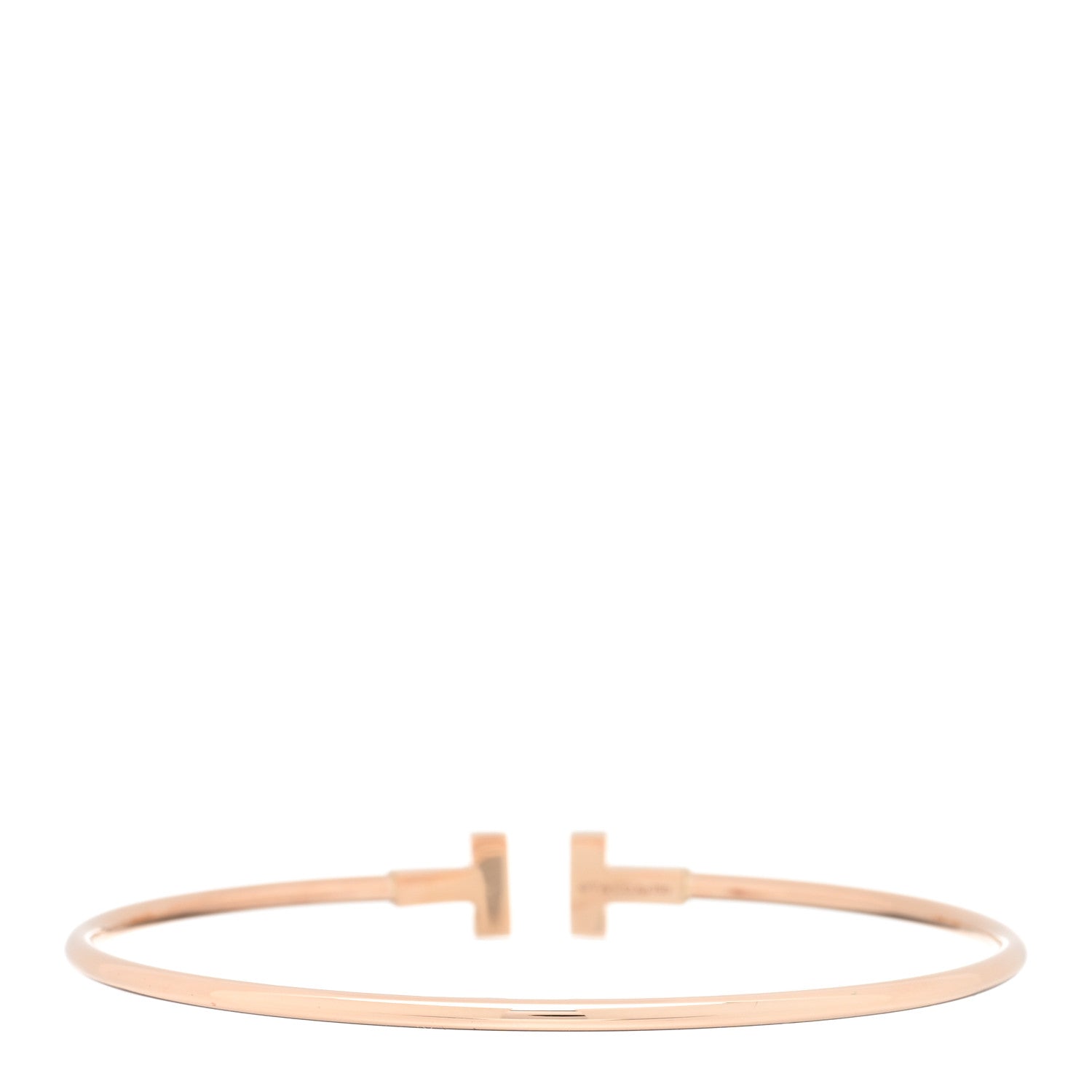 Tiffany 18K Rose Gold Narrow T Wire Bracelet 2 of 4
