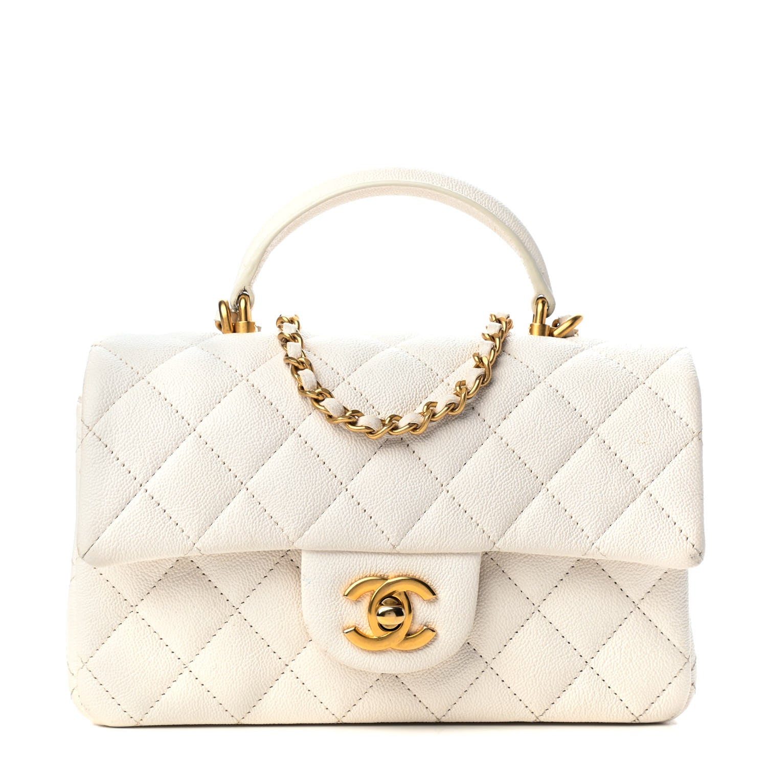 Chanel Caviar Quilted Mini Top Handle Rectangular Flap White 1 of 9