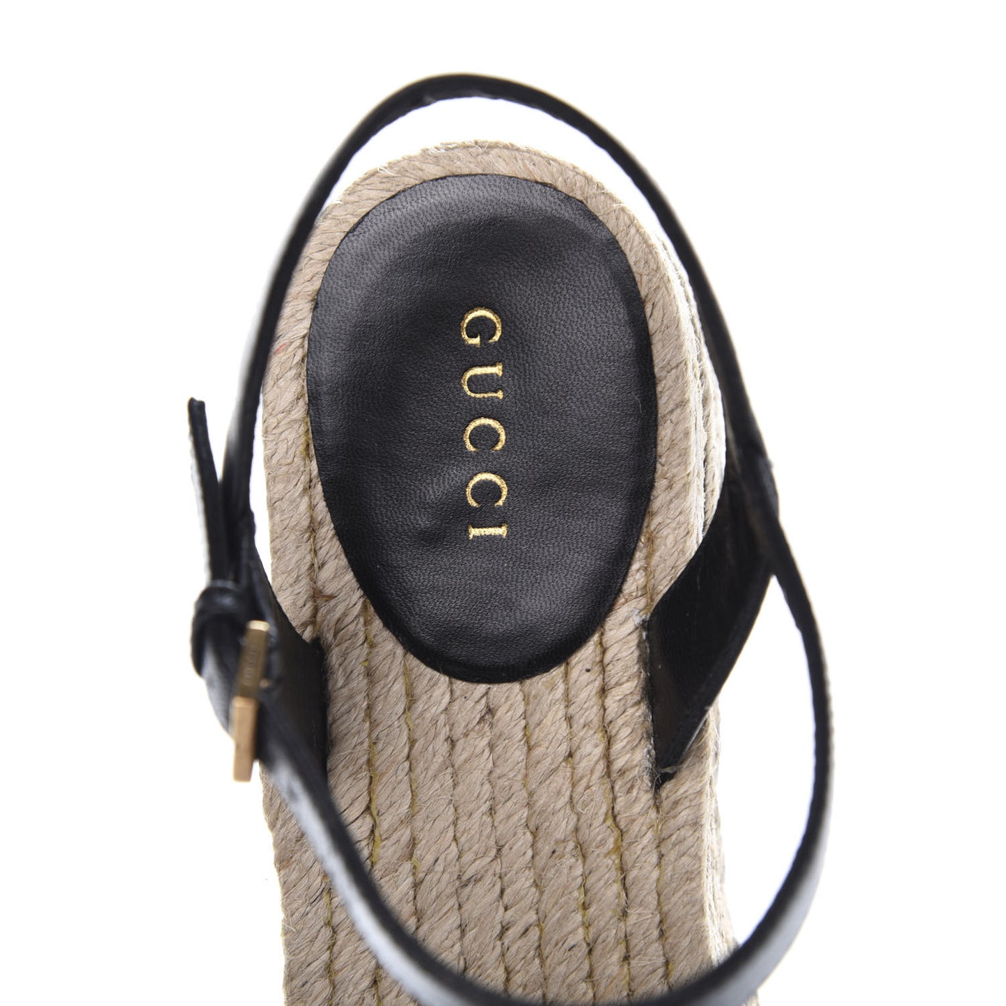 Cotton Malaga Kid Crochet Pearly GG Lilibeth Espadrille Platform Sandals 38 Black