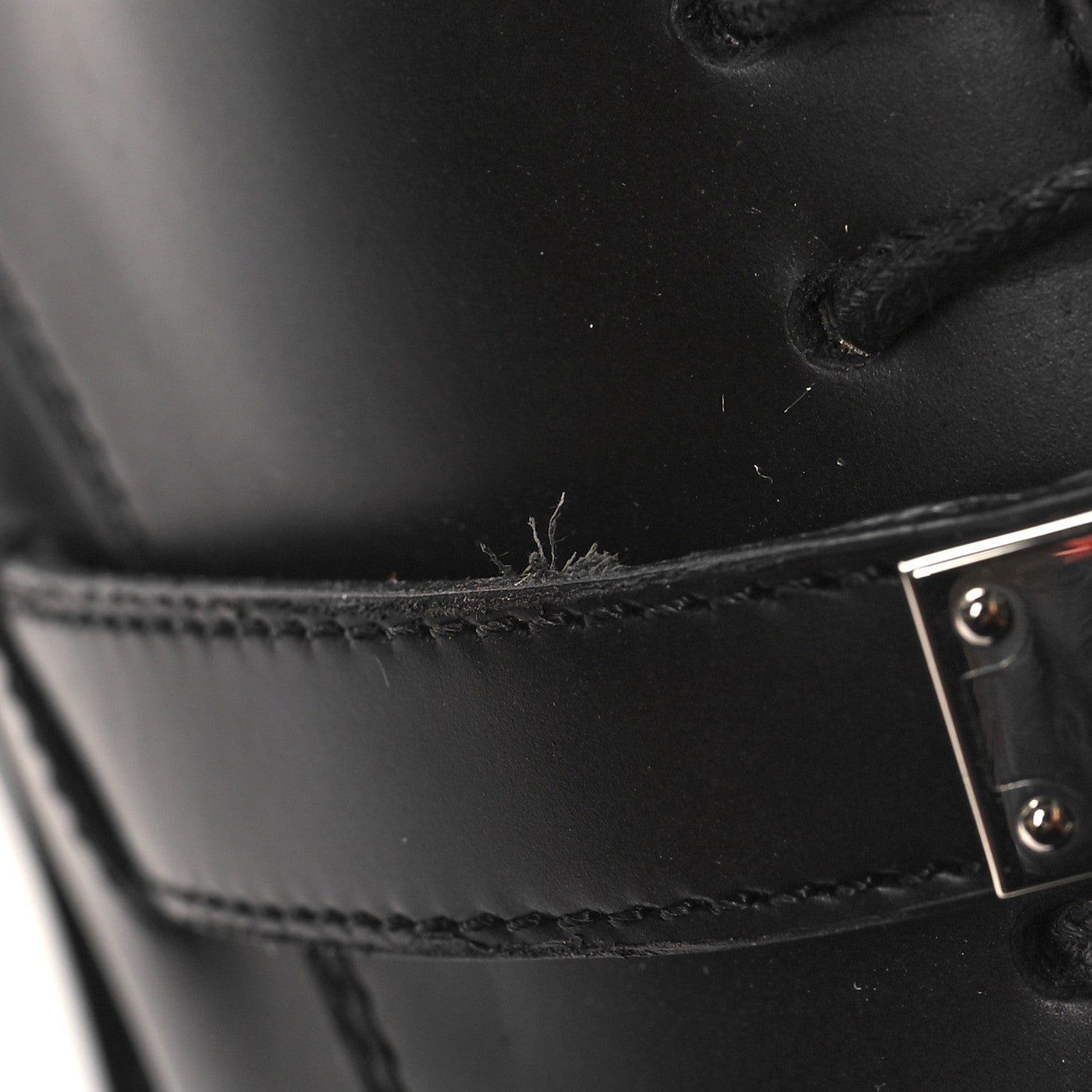 Hermes Calfskin First Derby Shoes 38 Black 9 of 10