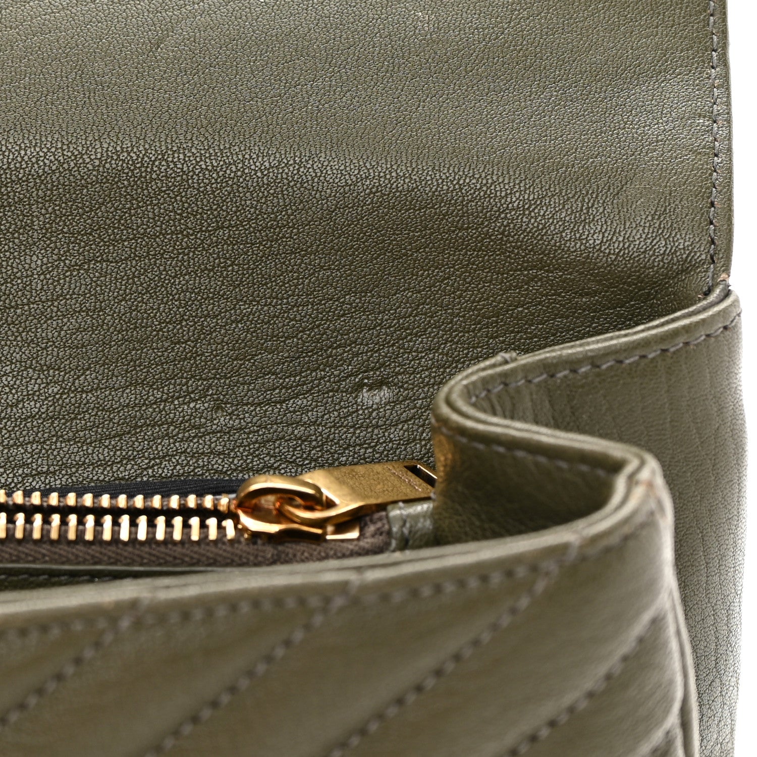 Saint Laurent Sheepskin Matelasse Chevron Monogram Medium College Bag Military Olive 15 of 20