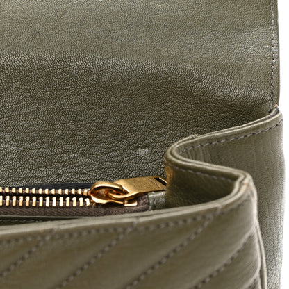 Saint Laurent Sheepskin Matelasse Chevron Monogram Medium College Bag Military Olive 15 of 20