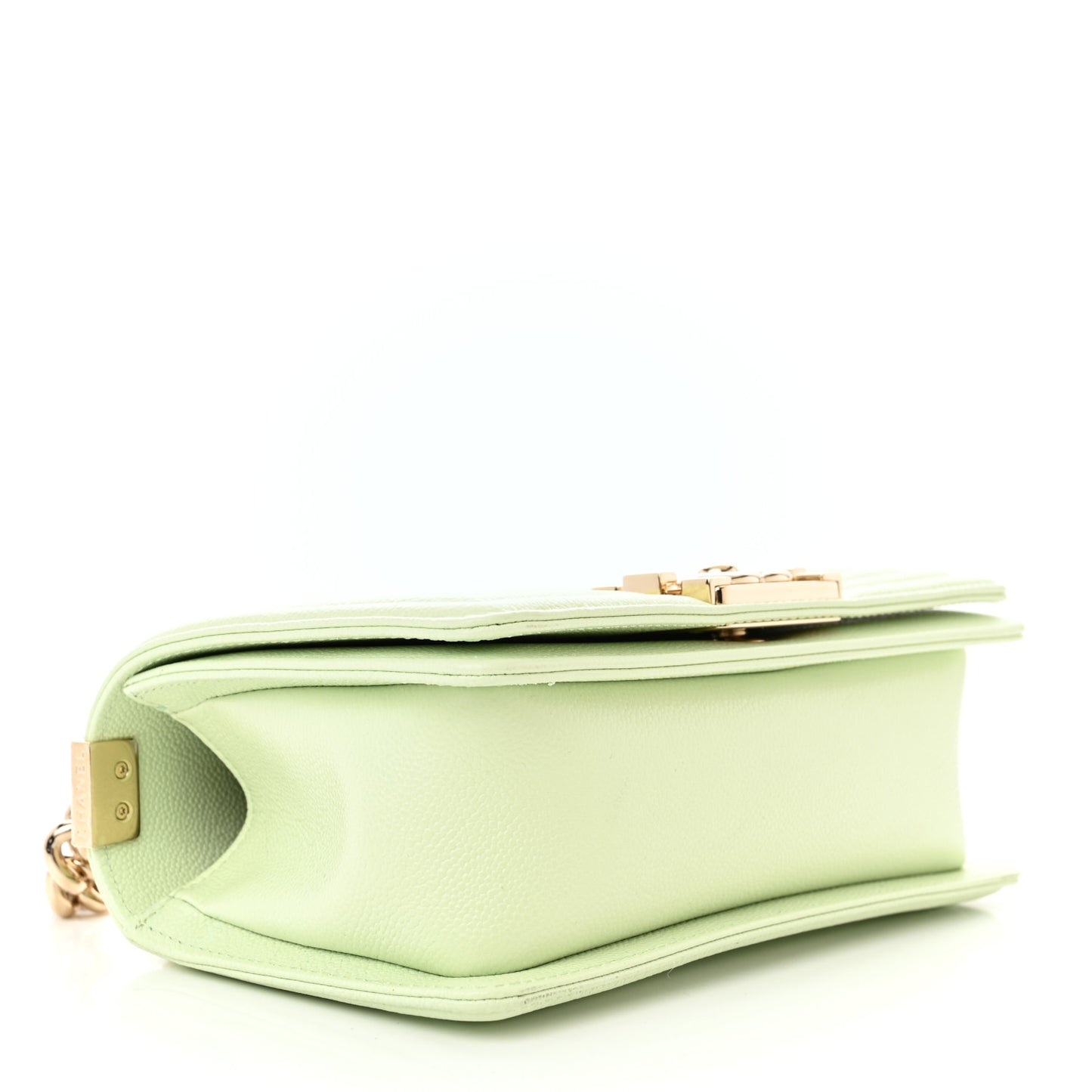 Caviar Chevron Quilted Small Boy Flap Light Green