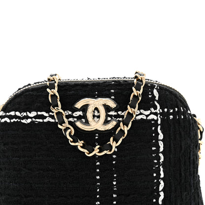 Chanel Tweed Quilted Mini Clutch With Chain Black White 8 of 10