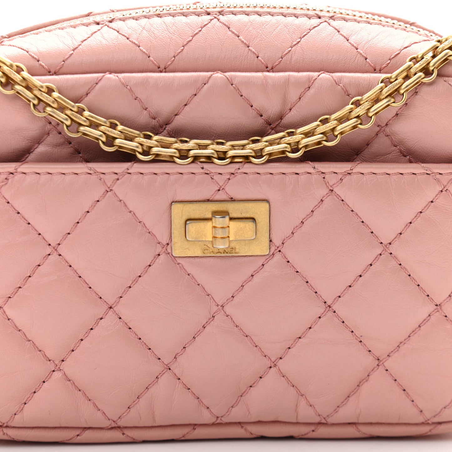 Aged Calfskin Quilted Mini Reissue Camera Case Pink