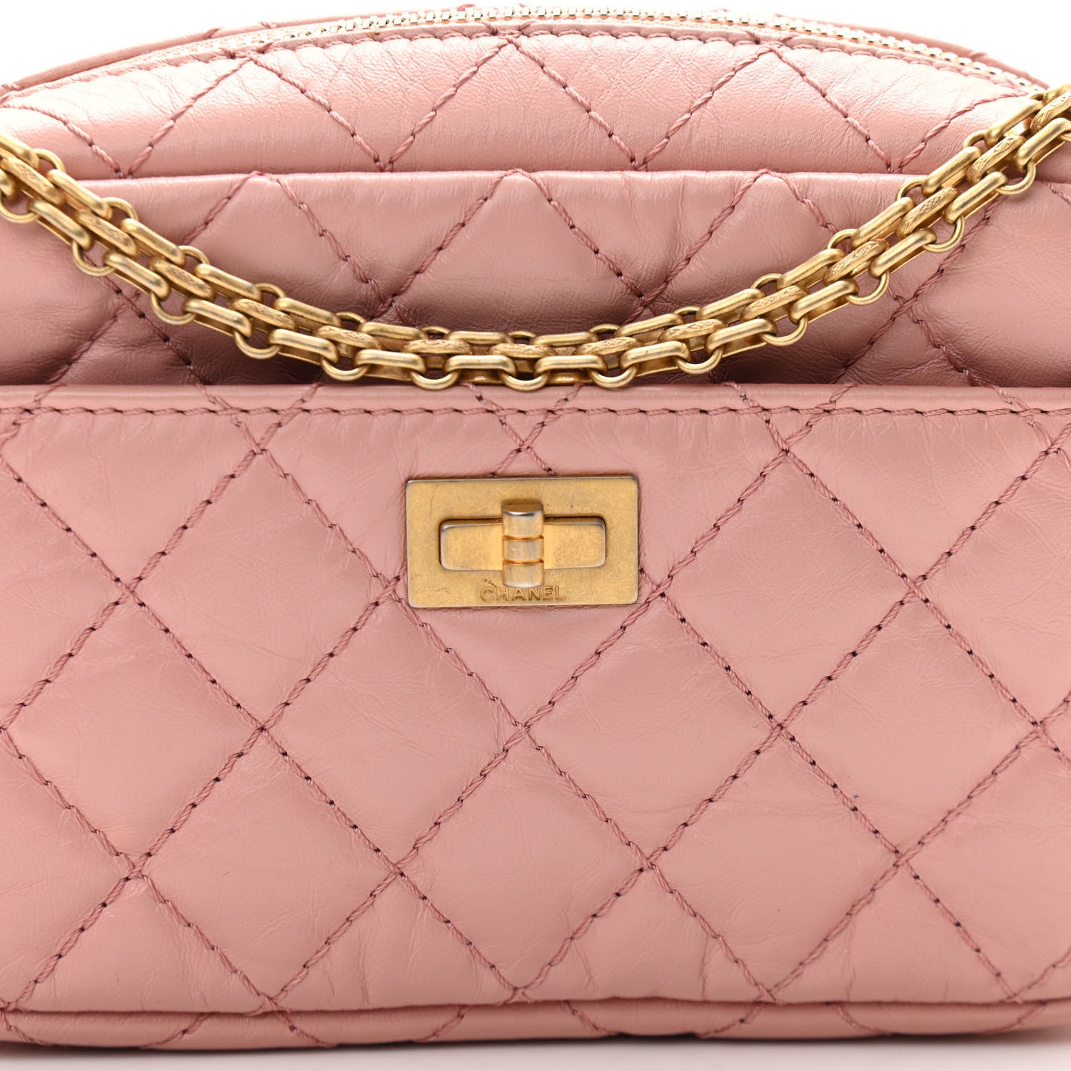 Chanel Aged Calfskin Quilted Mini Reissue Camera Case Pink 8 of 11