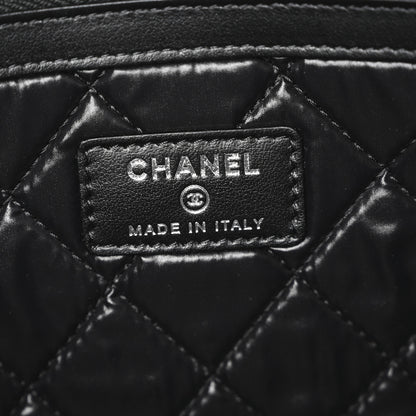 Chanel Striped Canvas Large Deauville Pouch Clutch Black 6 of 9