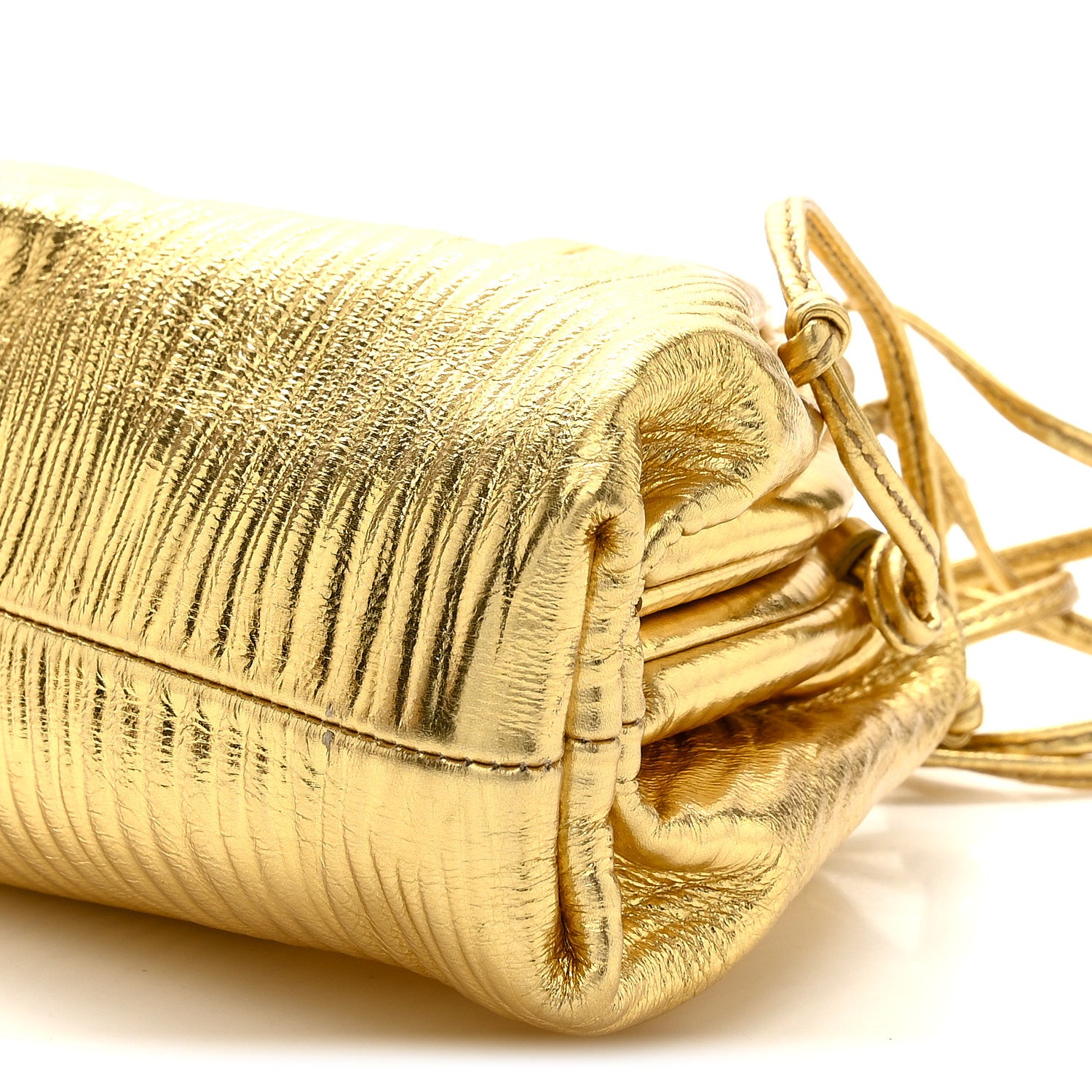 Bottega Veneta Metallic Bark Calfskin The Mini Pouch Gold 10 of 10