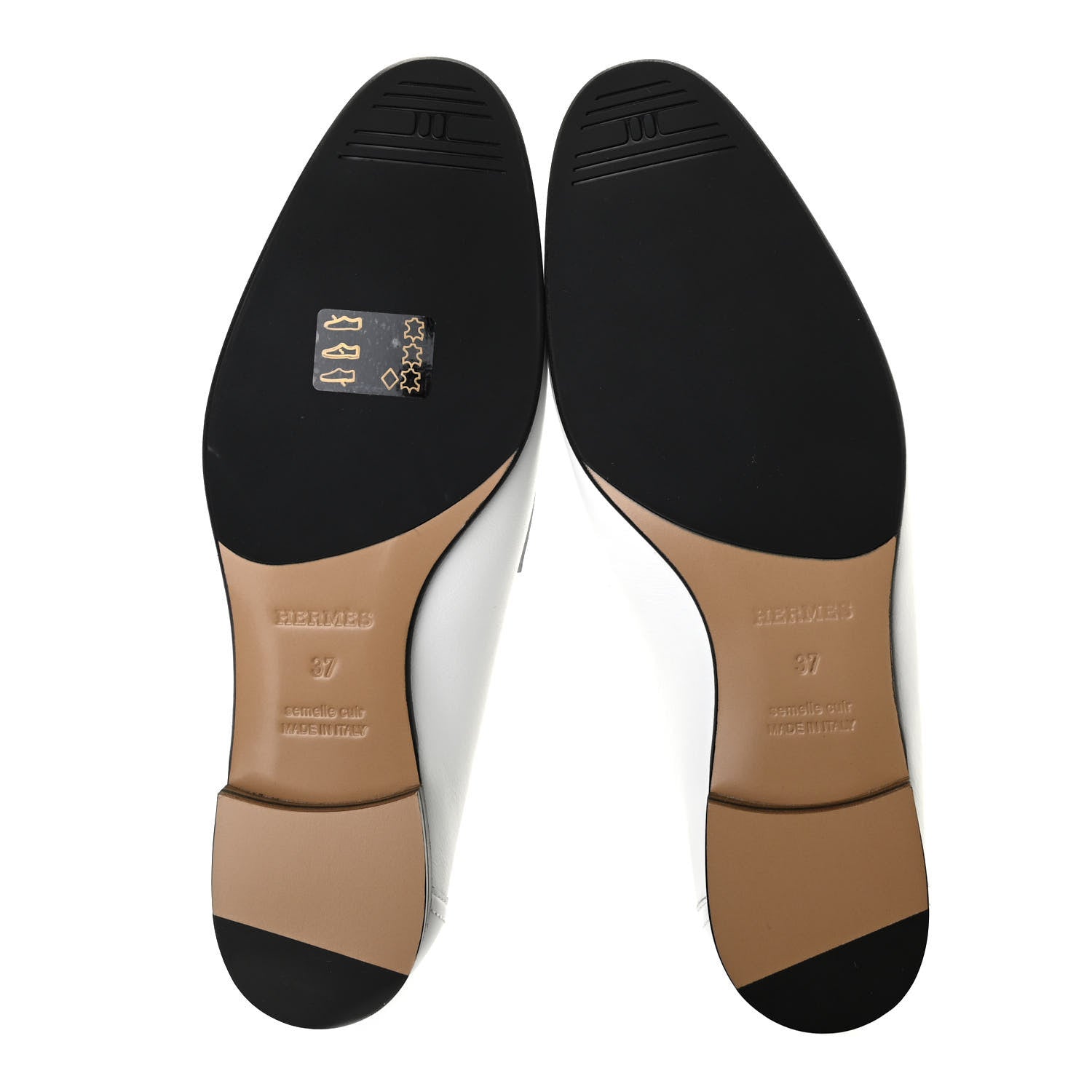 Hermes Calfskin Womens Paris Loafers 37 White Bois De Santal 5 of 8