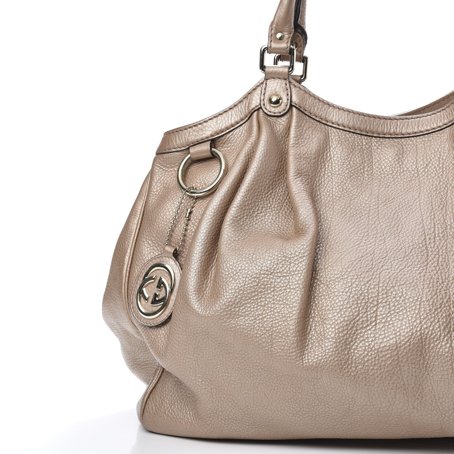 Gucci Metallic Cellarius Calfskin Large Sukey Tote Winter Rose 8 of 15