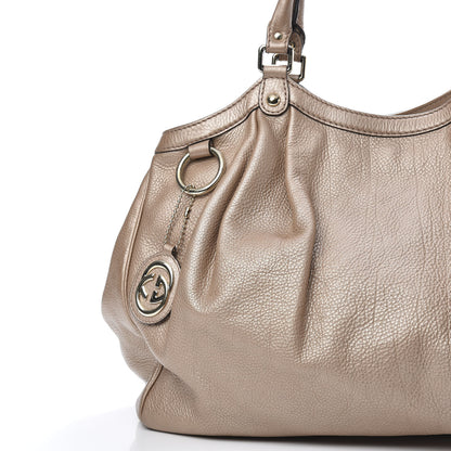 Gucci Metallic Cellarius Calfskin Large Sukey Tote Winter Rose 8 of 15