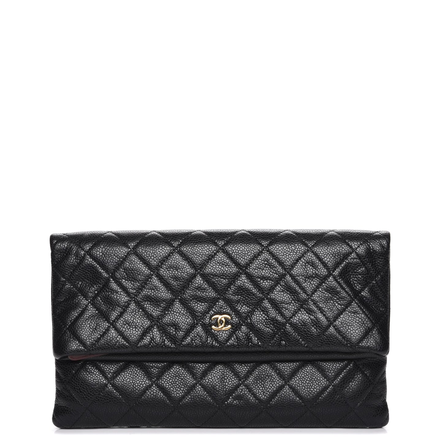 Caviar Quilted CC Beauty Clutch Black