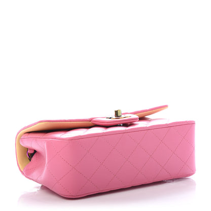 Chanel Lambskin Quilted Mini Rectangular Flap Pink Yellow 4 of 10