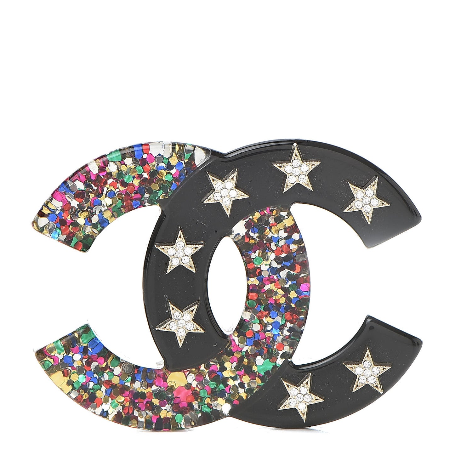 Resin Glitter Crystal CC Star Brooch Multicolor