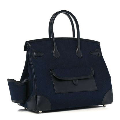Hermes Goeland Toile Swift Cargo Birkin 35 Bleu Marine 3 of 34