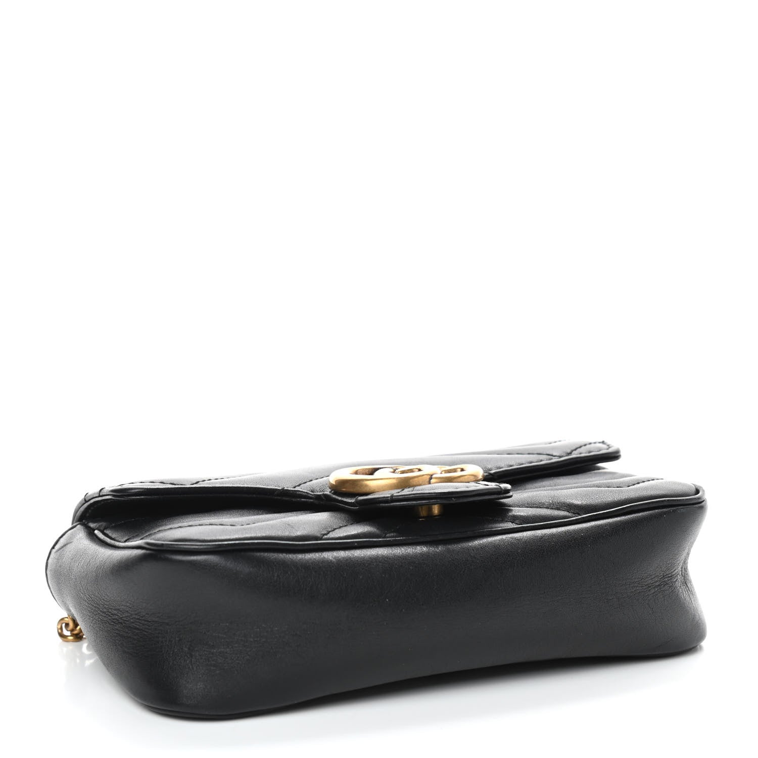 Gucci Calfskin Matelasse Super Mini GG Marmont Shoulder Bag Black 4 of 9