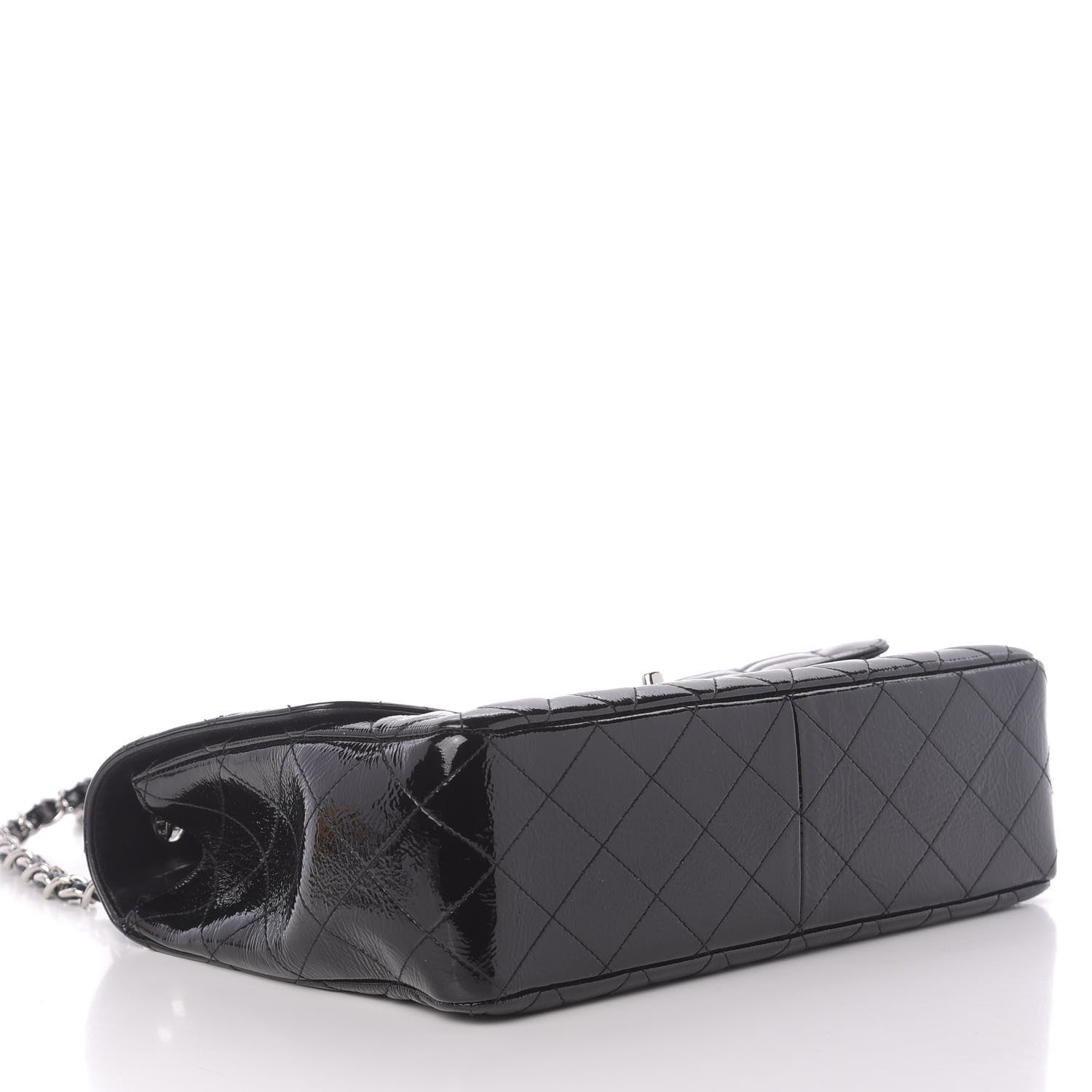 Chanel Distressed Patent Quilted Jumbo Single Flap Black 5 of 12