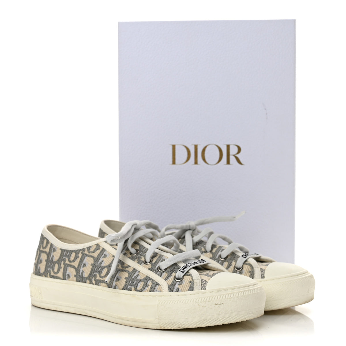 Canvas Oblique Walk'N'Dior Low Top Sneakers 39 Grey Stone