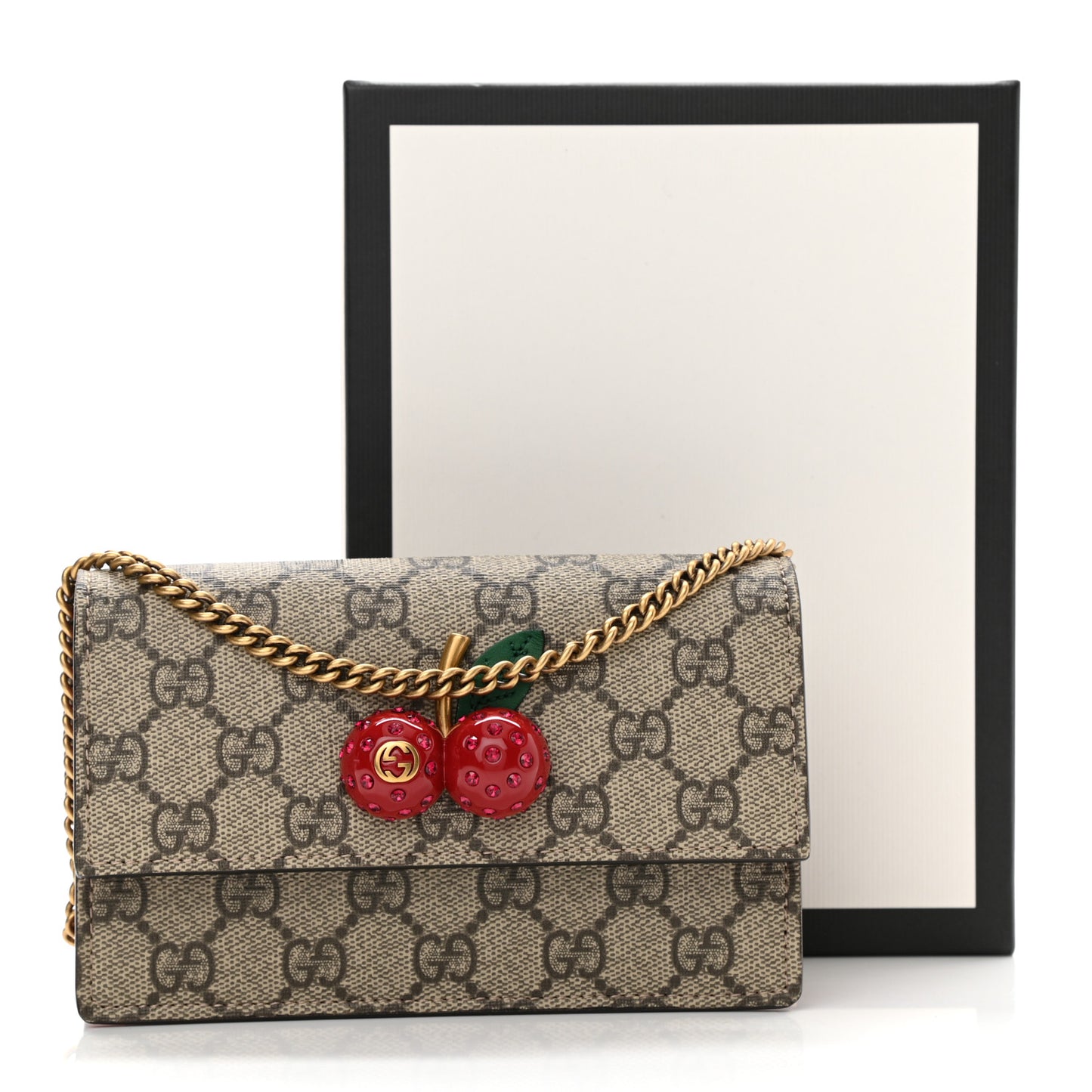 GG Supreme Monogram Mini Cherry Chain Bag