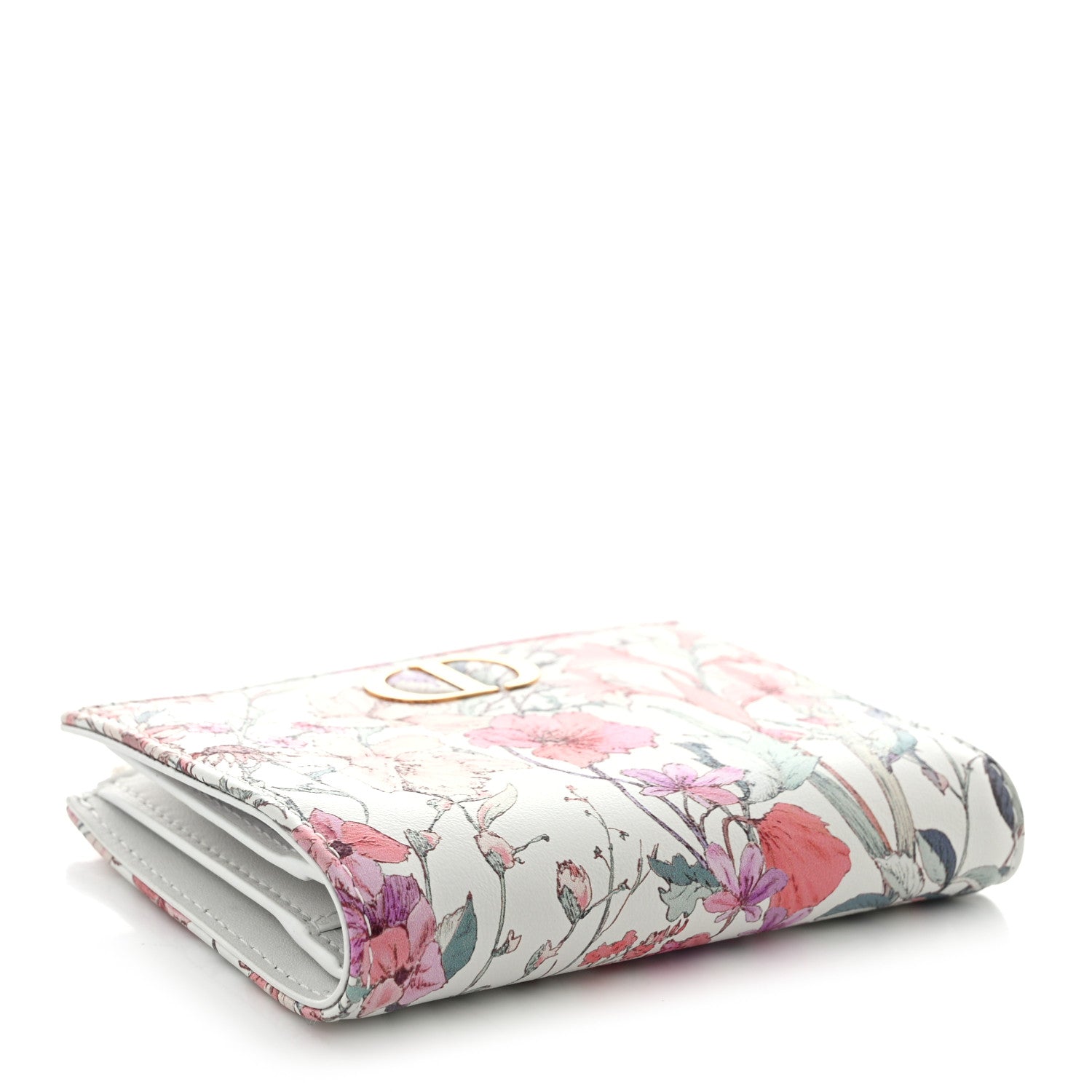 Christian Dior Calfskin Floral Printed Dahlia Wallet White Multicolor 4 of 9