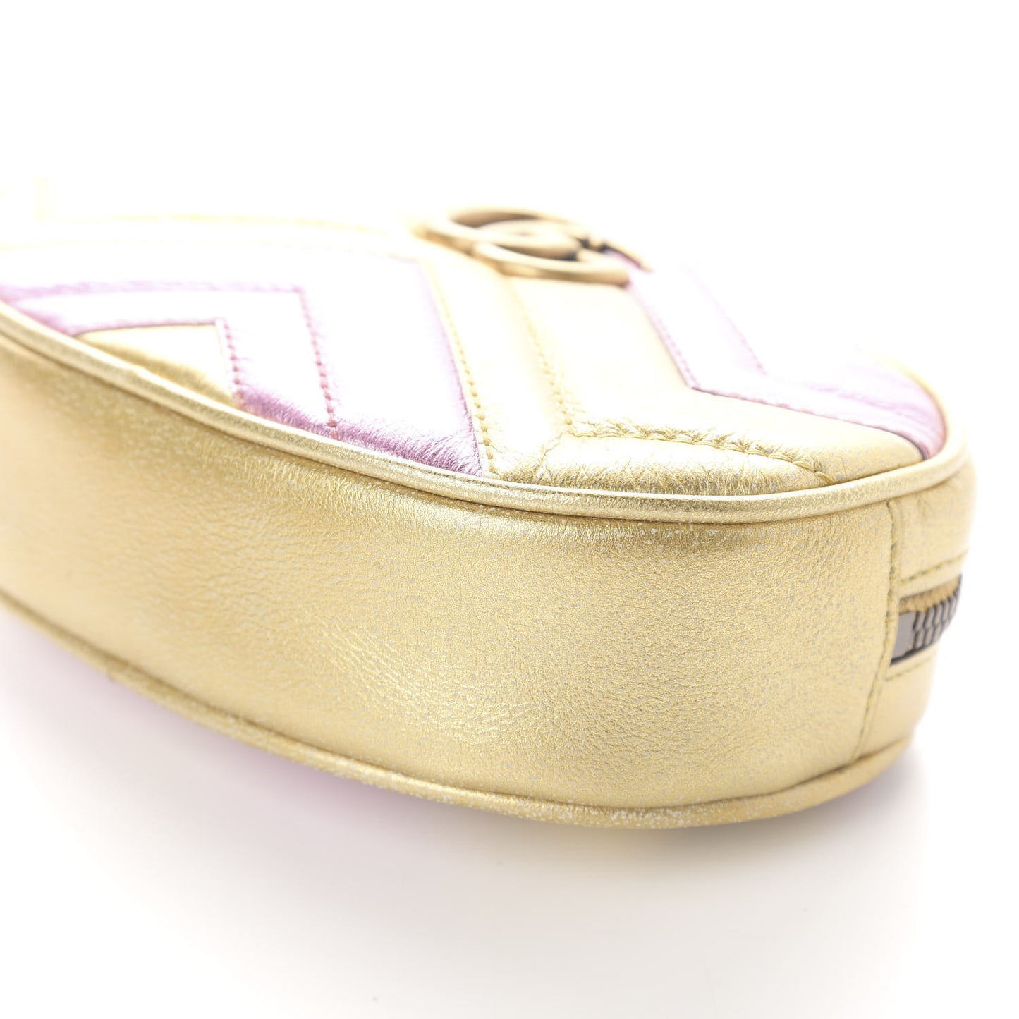 Metallic Nappa Matelasse Heart GG Marmont Belt Bag 85 34 Oro Vecchio Rosa