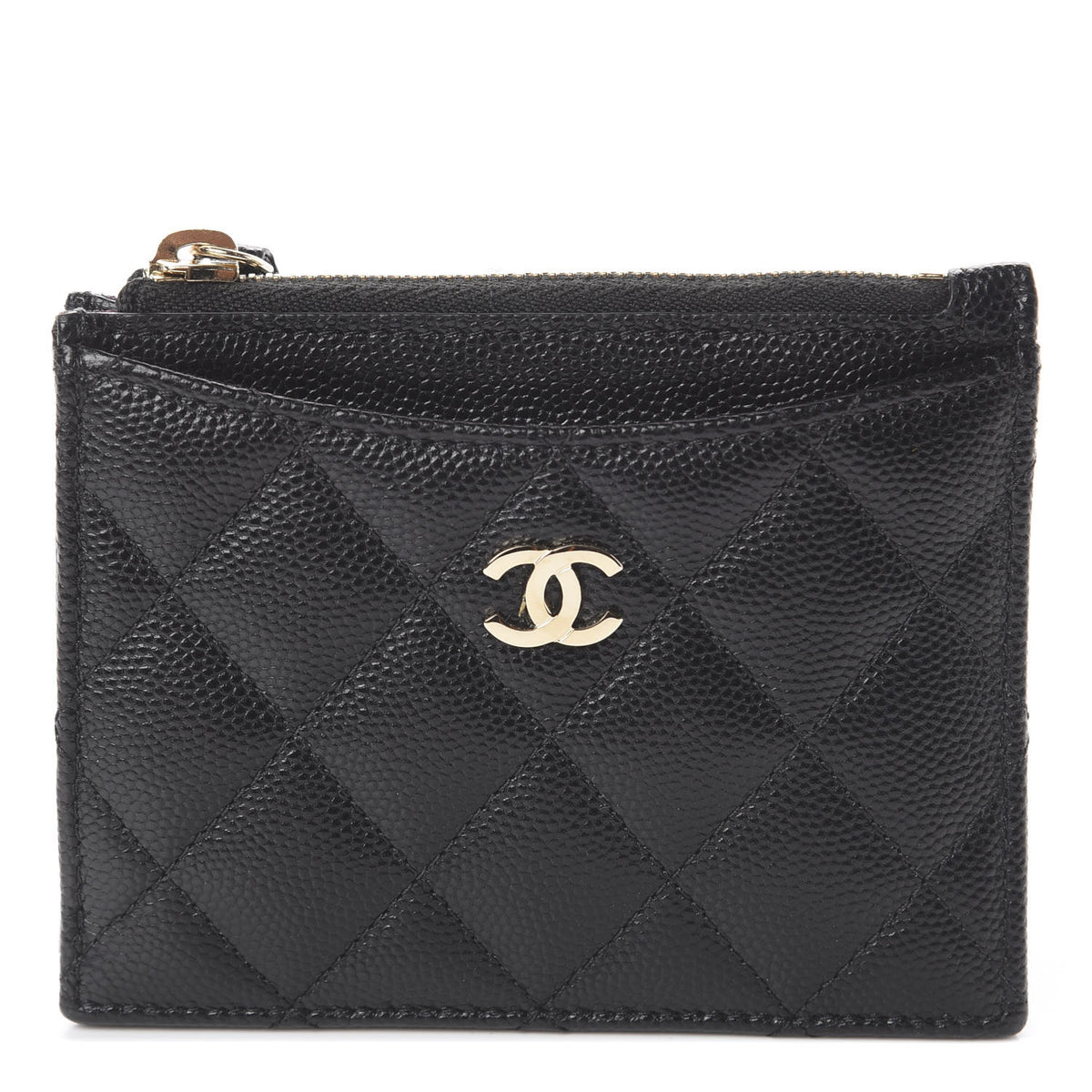 Chanel Caviar Quilted CC Zip Card Holder Black 1 of 6