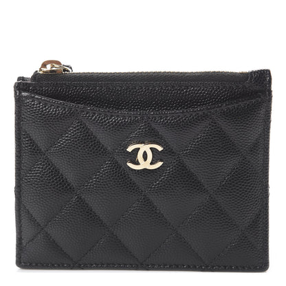 Chanel Caviar Quilted CC Zip Card Holder Black 1 of 6